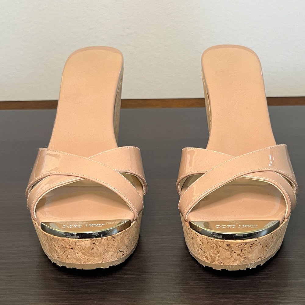 NEW Jimmy Choo Wedge Sandals 34.5, Jimmy Choo Donte 85